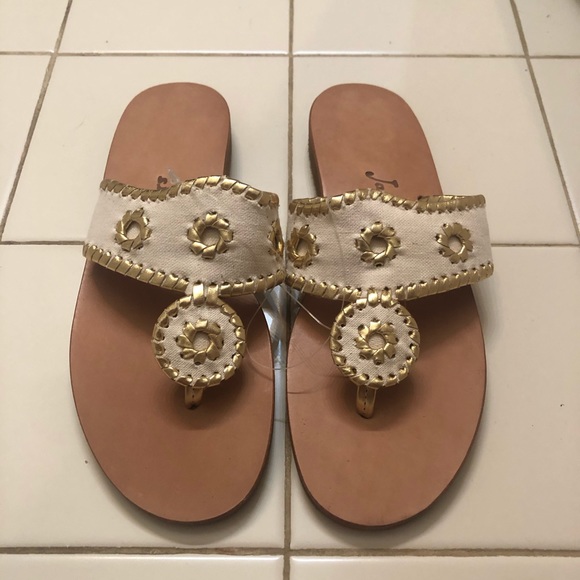 NWOB Jack Rogers White and Gold Sandals - Picture 4 of 5